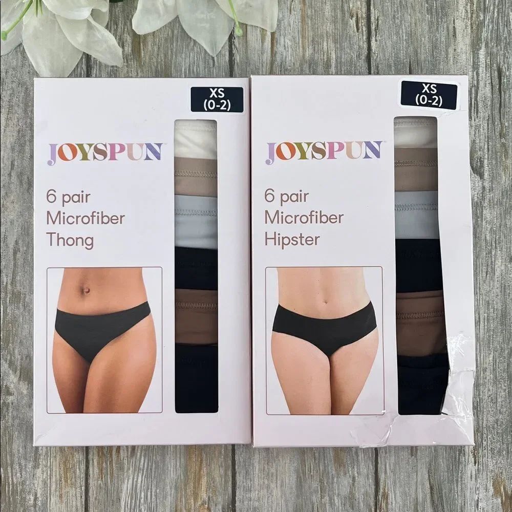 Women's Microfiber Hipster & Thong Panties Underwear 2,  6-Packs Size XS